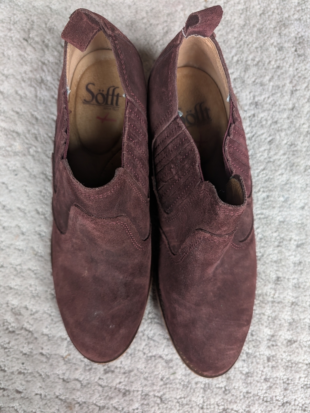 Sofft Burgundy Suede Slip-On Shoes